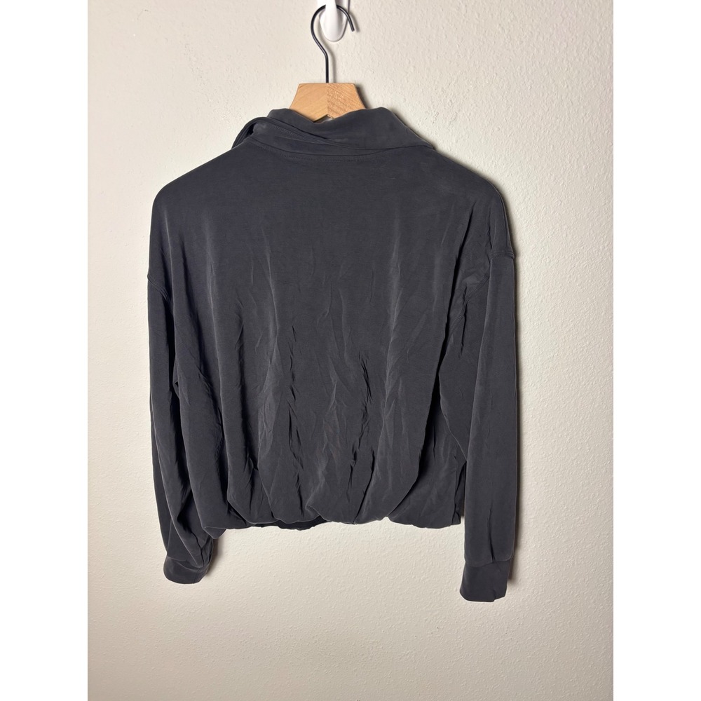 Athleta Seasoft Quarter Zip Bubble Hem Sweatshirt Charcoal Grey Womens Medium - Picture 3 of 4